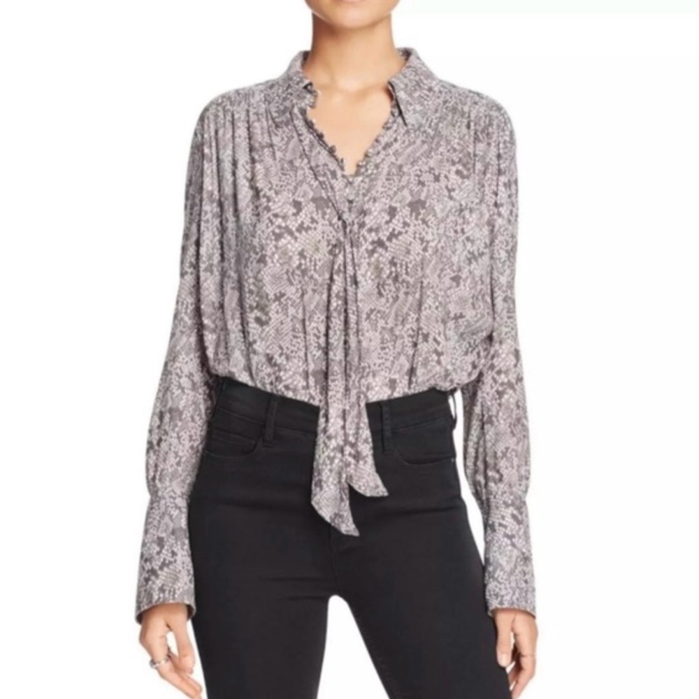 Free People Muse Snake Print Blouse